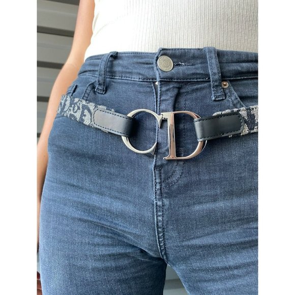 CHRISTIAN DIOR Galliano Vintage Black Diorissimo Canvas CD Belt - Size 75cm/30" - Picture 2 of 11